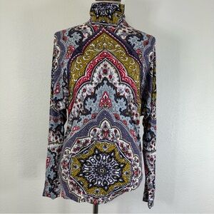 Free People Multicolor Wisteria Mock Neck Top sz S